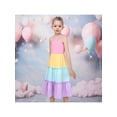 thumbnail image 4 of Sunny Fashion Girls Dress Rainbow Colorful Tiered Ruffle Backless Casual Holiday Cotton 4 Years, 4 of 6