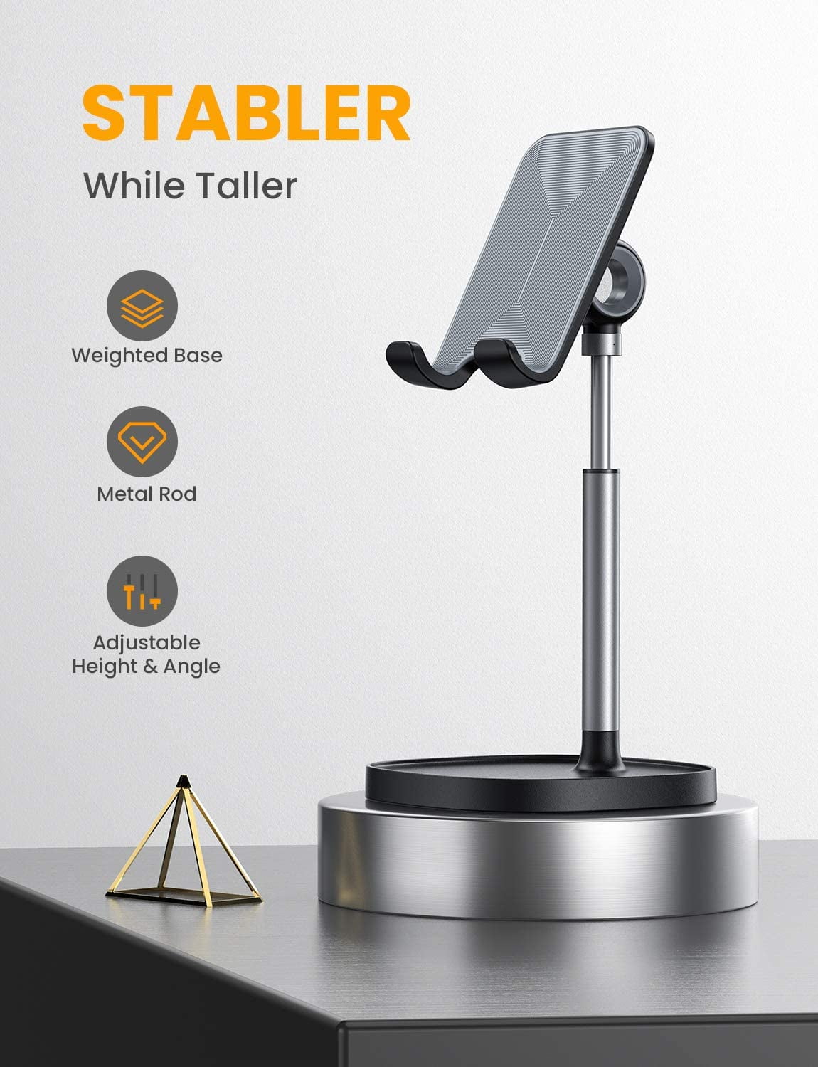 Cell Phone Stand, Angle Height Adjustable Phone Stand for Desk, Thick Case Friendly Phone Holder Stand for Desk, Compatible with All Mobile Phones,iPhone,Switch,iPad,Tablet(4-10in)
