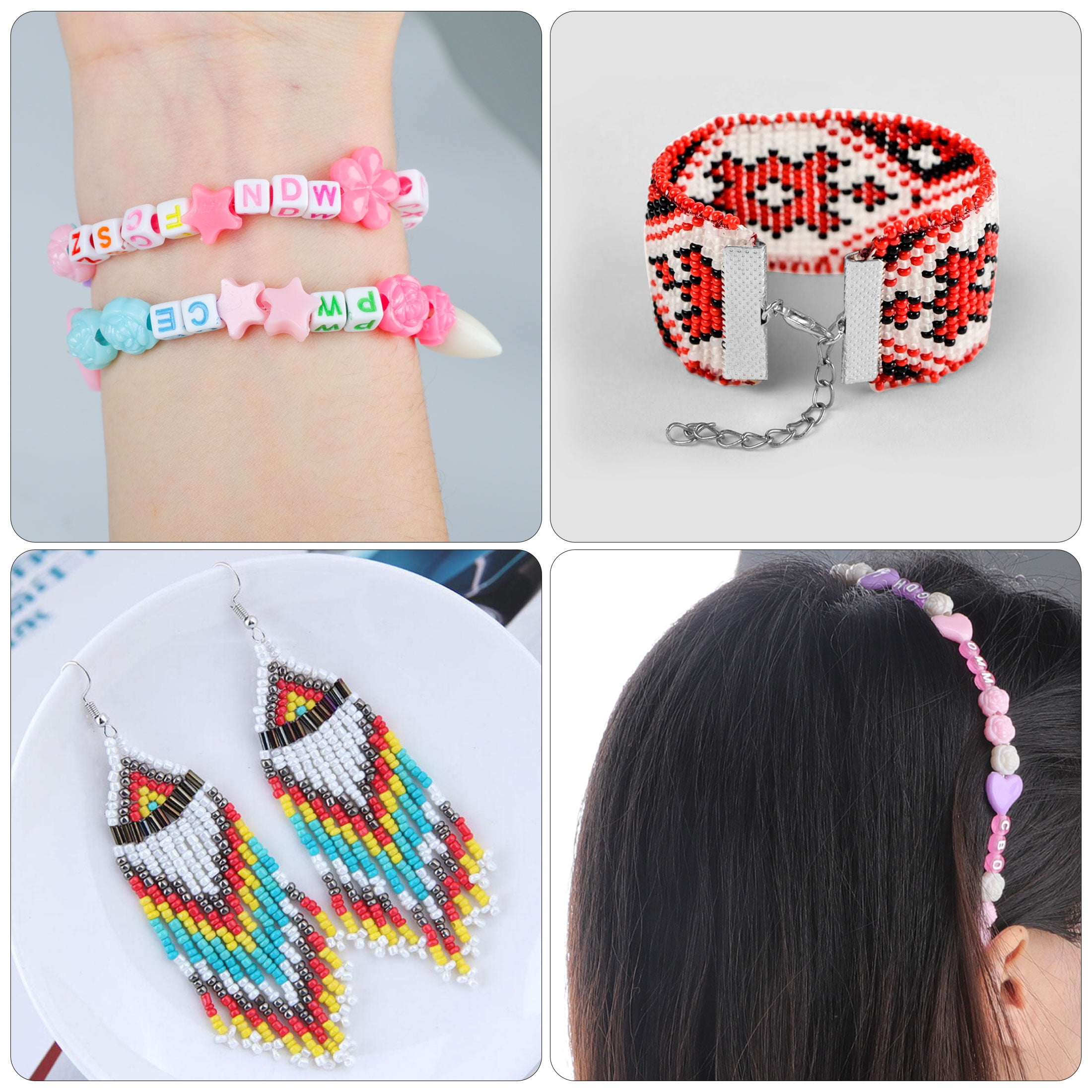 EEEkit DIY Bracelet Making Kit for Girls, Jewelry Craft Beads Set with Seed Beads, Letter Beads, Charms, Elastic String, Pendant Accessories, Friendship Bracelet Kit