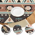 thumbnail image 4 of Brown Triangular Geometric Pattern Round Fitted Tablecloth with Elastic Edge,Dining Table Cover Waterproof,Outdoor Round Tablecloth for Camping,Dining,Indoor and Outdoor, 4 of 7