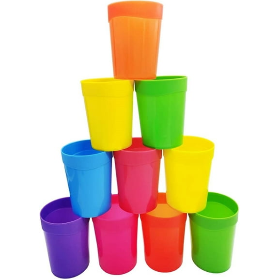 Casewin Reusable Plastic Cup, 12 Pcs Drinkware Tumblers Stacking Water Glasses Cups for Drink Party, Event, Wedding, 13.5 oz