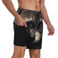 thumbnail image 2 of Daiia Tribal Style Raccoon Mens Swim Trunks Swim Shorts Quick Dry Swim Shorts with Mesh Lining Pockets-Small, 2 of 9