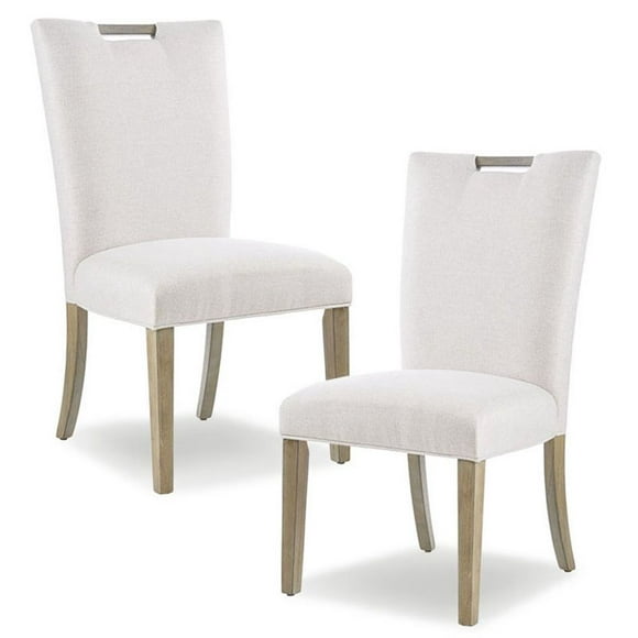 Madison Park Braiden 19.5" Polyester Fabric Dining Chair in White (Set of 2)