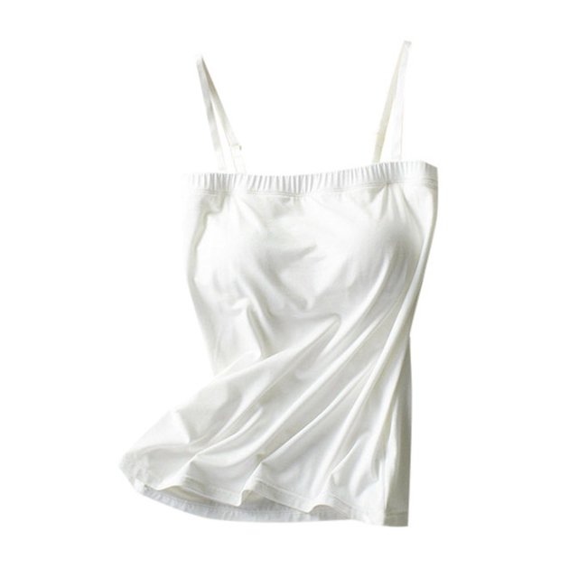 Women Rimless Brat Integrated With Chest Pads Flat Sling Solid Color Vest Bottoming Shirt