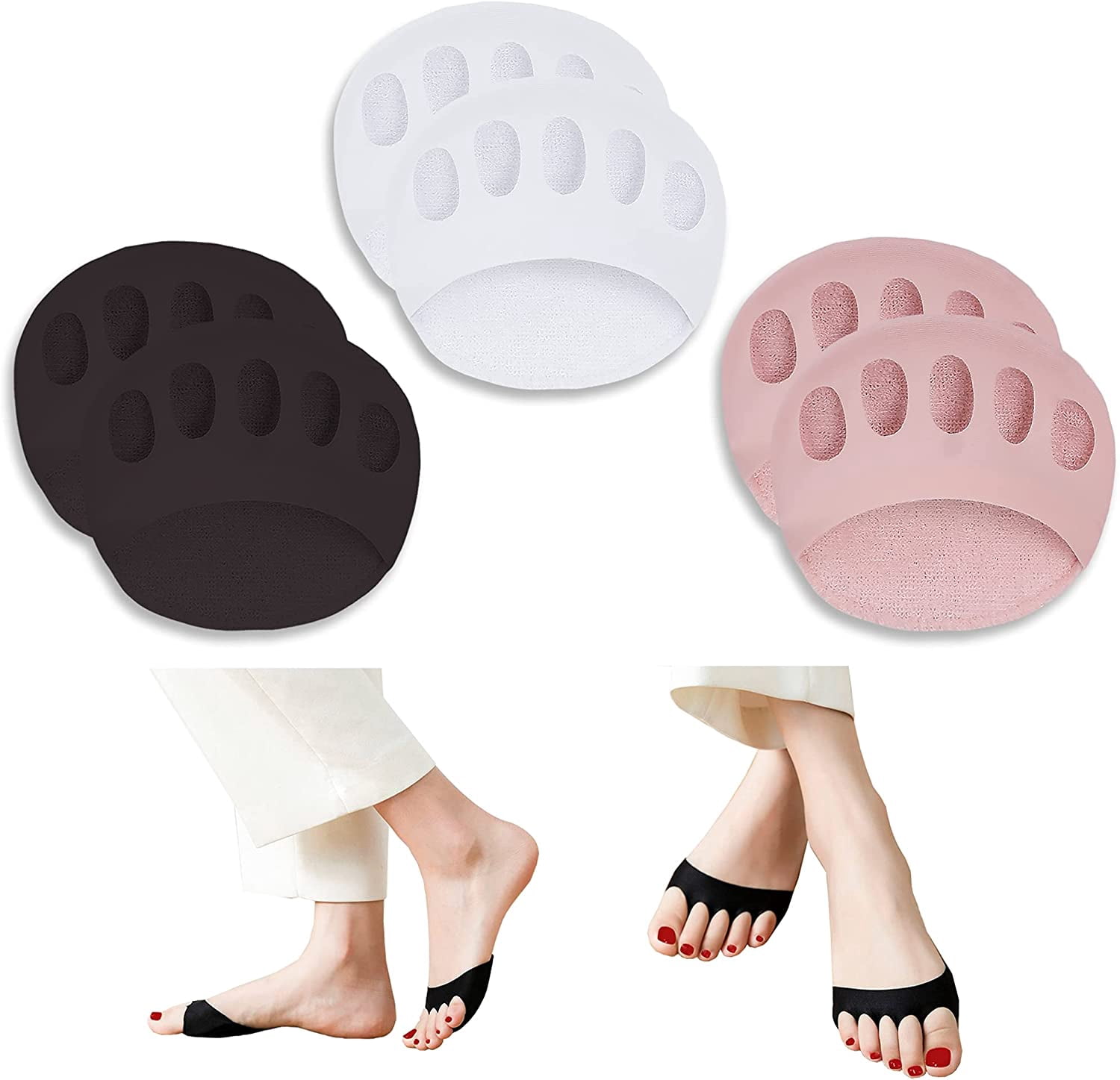 Metatarsa Foot Pads(3pairs) Reusable Soft Ball of Foot Cushions