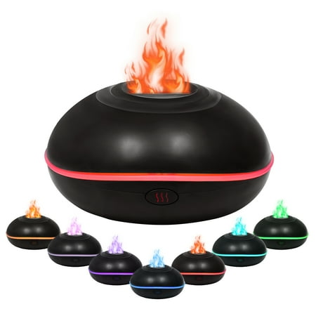 

Kohagoki Flame Essential Oil Diffuser Upgrade 7 Colour Lights Aromatherapy Diffuser Super Quiet Air Humidifier Electric Aroma Diffuser Waterless Auto-Off for Home Office Room Black
