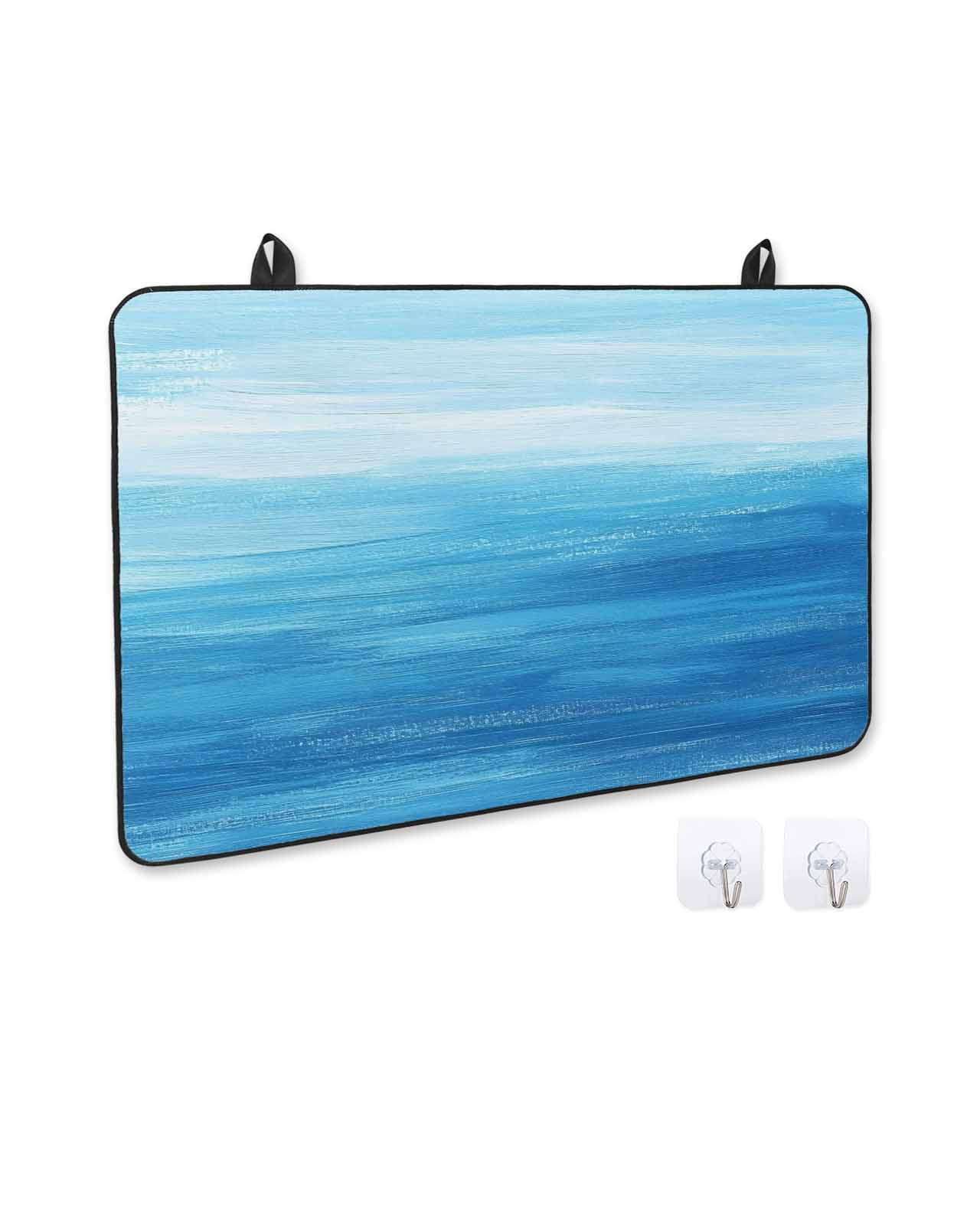 nqOlkjepod Large Induction Cooktop Protector Mat 24"x21", Blue Summer Ocean Stove Top Covers for Electric Stove, Modern Abstract Coastal Wave Stove Burner Cover Mats, Glass Top Stove Cover