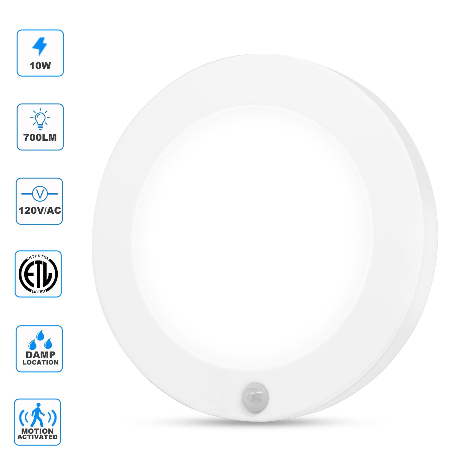 Motion Sensor LED Ceiling Light, 6inch 120V LED Flush Mount Round Lighting Fixture, 10W 700lm LED Closet Light for Indoor/Outdoor, Porches, Closet Rooms, Stairs, Hallways, 3000K Warm White