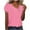 Pink, variant on Tops for Women Plus Size Short Sleeved Button Solid Color Casual Printed Loose T-shirt Khaki L