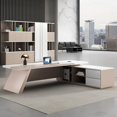 thumbnail image 4 of Drawers L Shaped Office Desk Standing Monitor Storage Reception Computer Desks Executive Luxury Mesa Escritorio Modern Furniture My Lux Decor Round, 4 of 25
