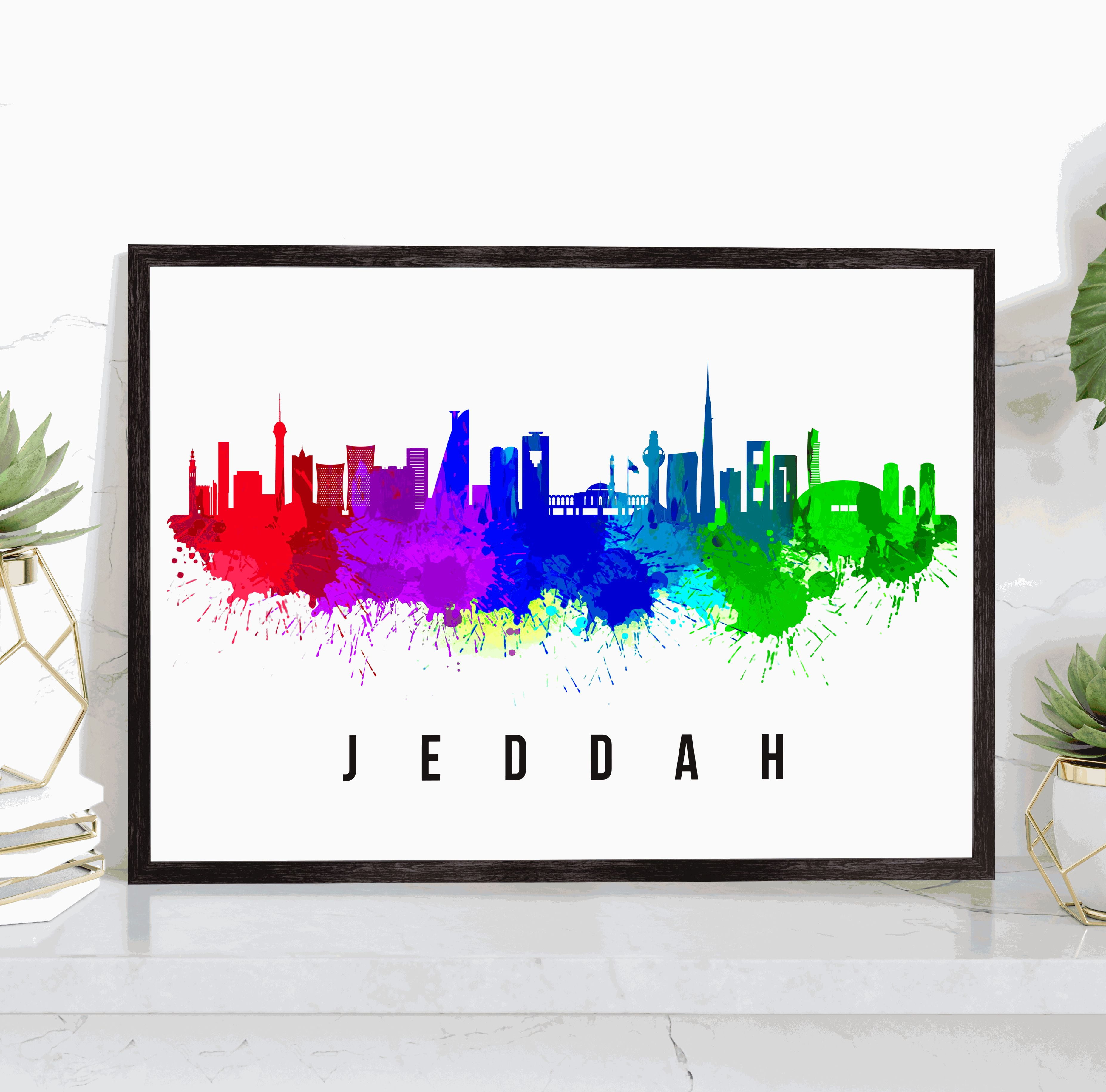 Pera Print Jeddah Skyline Saudi Arabia Poster, Jeddah Cityscape
