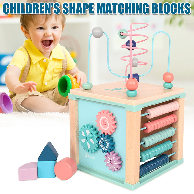 UNIH Activity Cube Toy for Baby Learning Play Toys with Music & Light 7 in 1 Early Educational Activity Center for Toddler Kids Infants Boys & Girls 18m+ 
