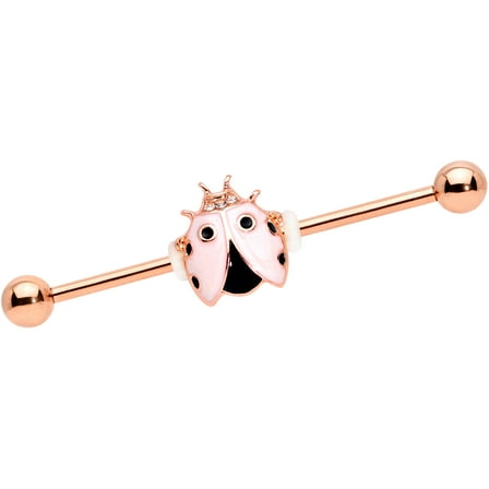 Body Candy Womens 14G Stainless Steel Helix Cartilage Earring Lil Ladybug Rosy Industrial Barbell 1 1/2"