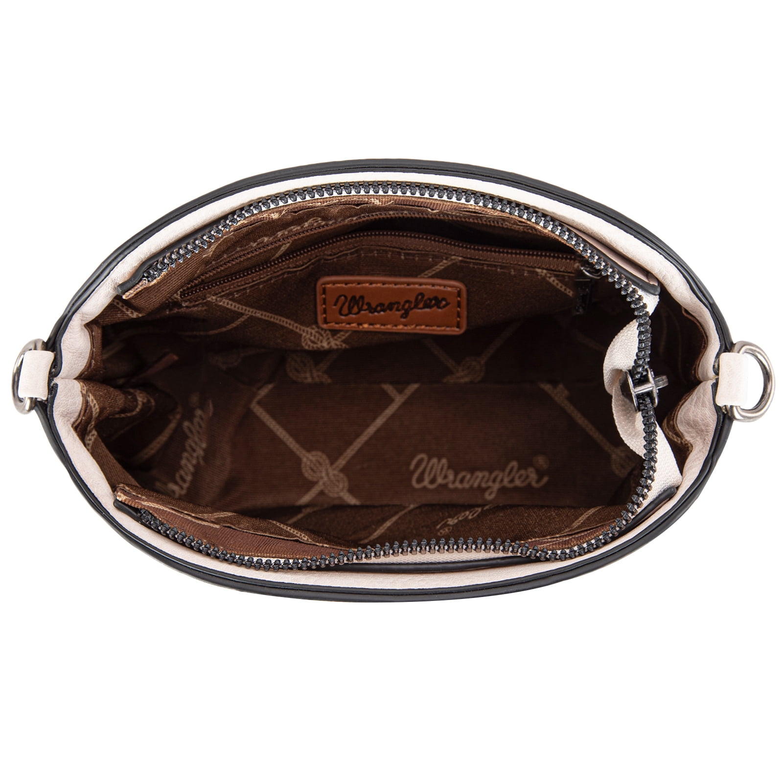 Wrangler Small Crossbody Bags for Women Shoulder Cute Purses and Handbags with Adjustable Strap, Beige-Black