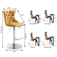 thumbnail image 4 of MIKIBAMA Swivel Velvet Barstools Set of 2, Adjustable Seat Height Upholstered Yellow-Silver Leg, 4 of 5