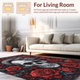 thumbnail image 2 of ODIKA 5'x7' Machine Washable Non-Slip Area Rug, Macabre Reptile Embracing Death Circular With Blooming Roses High Traffic Rug, Red, 39818, 2 of 7