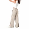 thumbnail image 6 of Delayuji Womens Cotton Linen Pants Wide Leg Pants Loose Fit Summer Casual Outerwear Fashion Pants With Pockets, 6 of 7