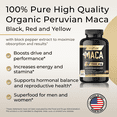 thumbnail image 5 of Maca Root Capsules 1500mg - Made with Black, Red, Yellow Peruvian Maca Root Extract & Black Pepper - 120 Vegan Pills - Supports Energy, Performance & Mood, 5 of 8