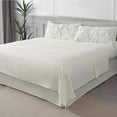 Bedsure Ivory Queen Comforter Set 7 Piece Pintuck Bedding Set with
