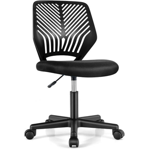 Sptwo Height-Adjustable Ergonomic Kids Desk Chair, Swivel Armless Task Chair w/Universal Casters, Children Study Chair, Kids Mesh Computer Chair for Teens, Home, Office (Black)