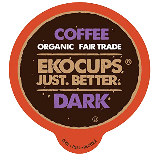 EKOCUPS Organic Dark Coffee, Dark Roast, 40 Count for Keurig K-cup Brewers