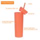 thumbnail image 3 of Vaso Flaco con Tapas y Pajitas Unique Bargains Naranja 16Oz Reutilizable Doble Pared Acrílico, 3 of 6