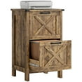 thumbnail image 2 of HOMCOM 2 Drawer Vertical File Cabinet with Silent Slides, Farmhouse Filing Cabinet with Barn Doors for A4/Letter Size, Printer Stand, Rustic Brown, 2 of 9