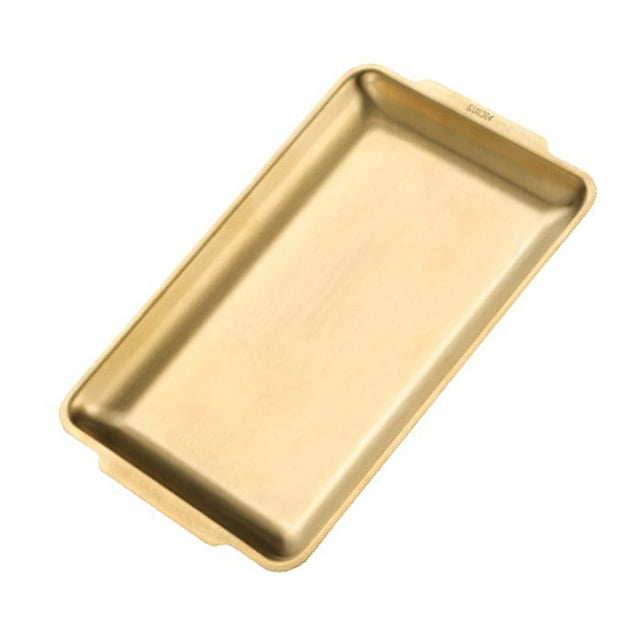 KAKOWELY 1Pack Stainless Steel Snack Serving Tray Golden Simple Design for Home Users Graduation
