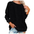 thumbnail image 2 of Jsaierl Womens Sweatshirts Loose Fit Solid Color Sweatshirts Crewneck Tunic Sweater Tops Comfort Long Sleeve Shirts, 2 of 3