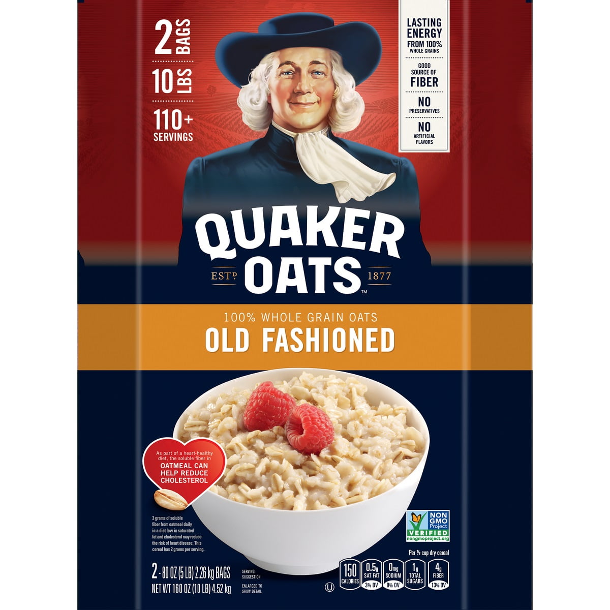 Quaker Oats Old Fashioned Oatmeal, 100% Whole Grain, Kosher