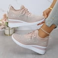 thumbnail image 4 of Chenyee Womens Lace Up Sneakers Platform Wedge Breathable Sparkly Rhinestone High Top Sport Shoes, 4 of 6