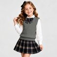 thumbnail image 4 of Qingpeng Boys Girls V Neck Pullover Vest Sleeveless School Top with Cable Texture Design, 4 of 5