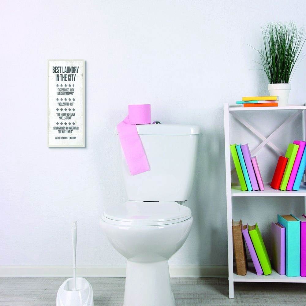 Stupell Industries Best Laundry Five Star Bathroom Wood Texture Funny Word Design Wall Plaque by Daphne Polselli
