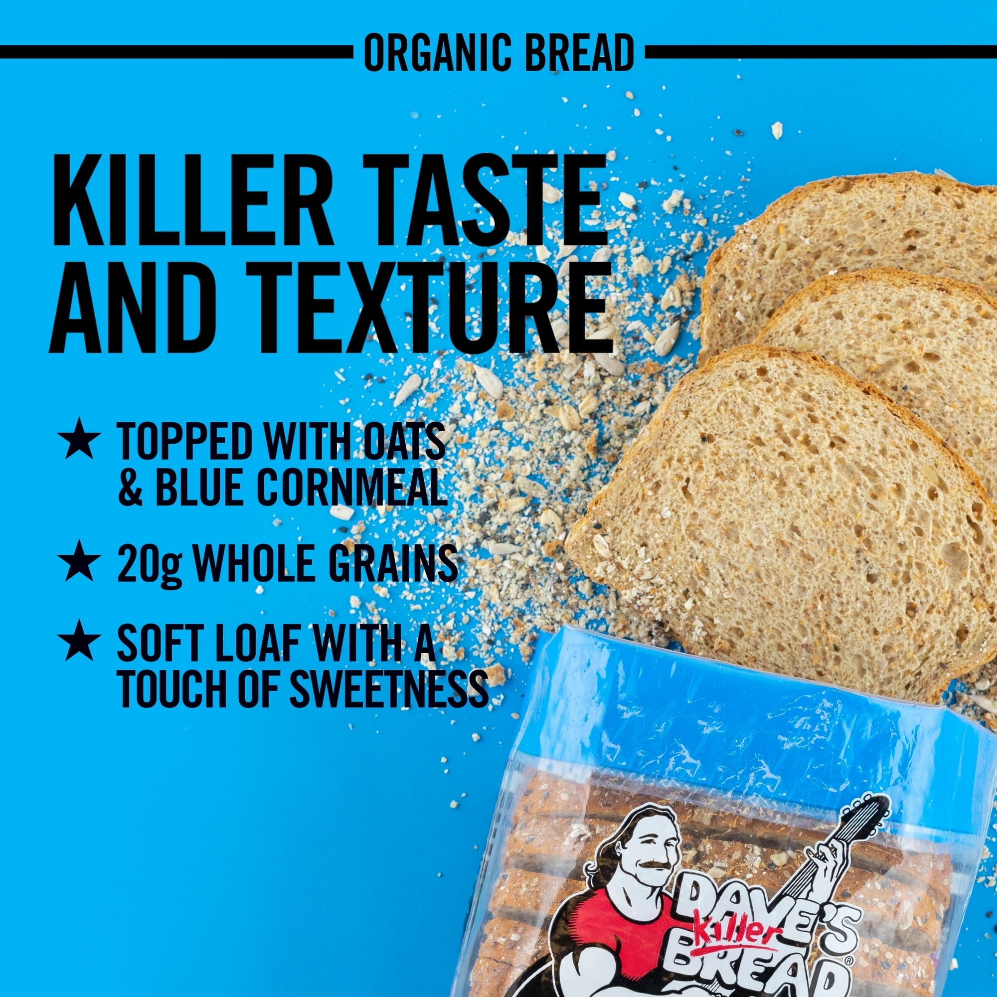 Dave's Killer Bread Organic Oats & Blues Regular Size Loaf, 25 oz, USDA Organic