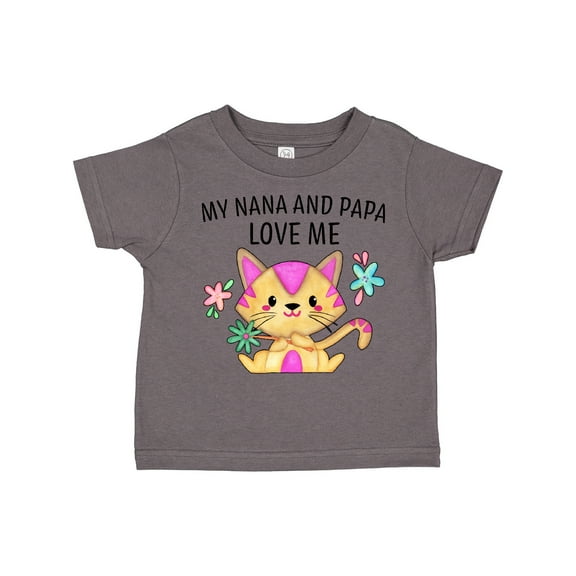 Inktastic My Nana and Papa Love Me with Cute Kitten and Flowers Boys or Girls Toddler T-Shirt