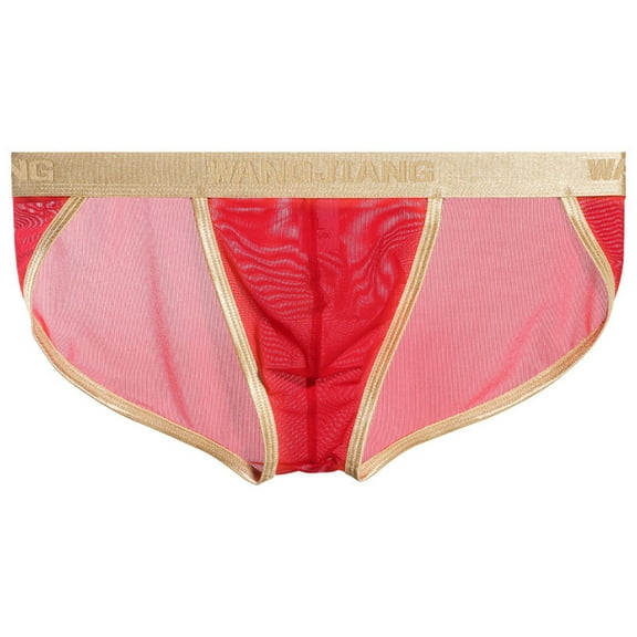 Mens Underwear Summer Boys Trendy Low Waisted Lightweight See-Through Color-Block High-Cut Breathable No Show Briefs