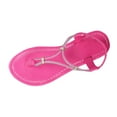 thumbnail image 2 of BADHUB Women's Rhinestone Sandals Dressy T Strap Sparkly Wedding Flat Sandal Ankle Strap Summer Fashion Flat Flip Flops Hot Pink 38, 2 of 9