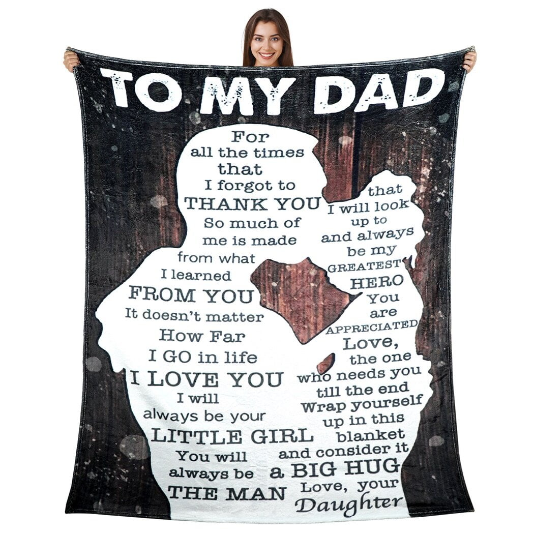 To My Dad Blanket, Soft Throw Blanket for Dad from Daughter, Flannel