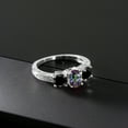 thumbnail image 3 of Gem Stone King 2.22 Ct Oval Green Mystic Topaz Black Diamond 925 Sterling Silver Moissanite Ring (Size 7), 3 of 4