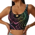 thumbnail image 1 of Balery Rainbow Glitter Sujetadores deportivos con espalda cruzada para mujer, acolchados, sin costuras, de alto impacto, ideales para yoga, gimnasio, entrenamiento y fitness.-XX-Large, 1 of 8