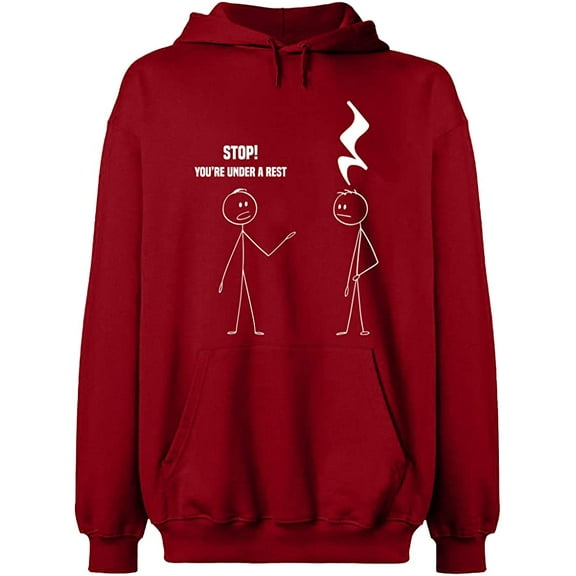 Unisex Hoodie Sweatshirt, Stop You're Under a Rest, Slim Fit, Long Sleeve Sweater - Antiquee Cherry Small