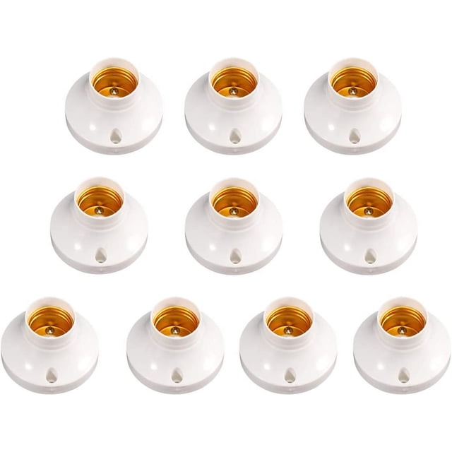 10 piezas E27 portalámparas con rosca, base redonda de plástico, casquillo de rosca Edison, portalámparas con rosca E27, color blanco