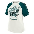 thumbnail image 2 of Women's WEAR by Erin Andrews White Philadelphia Eagles Sleeve Stripe Distressed Raglan T-Shirt, 2 of 6