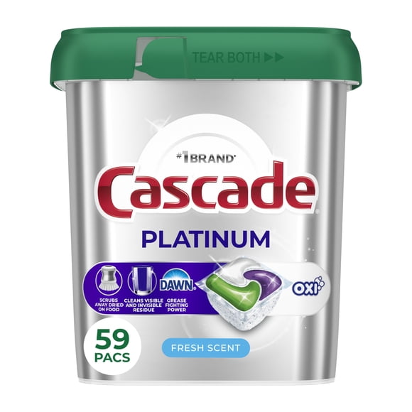 Cascade Detergente en cápsulas para lavavajillas Platinum Oxi, 59 cápsulas