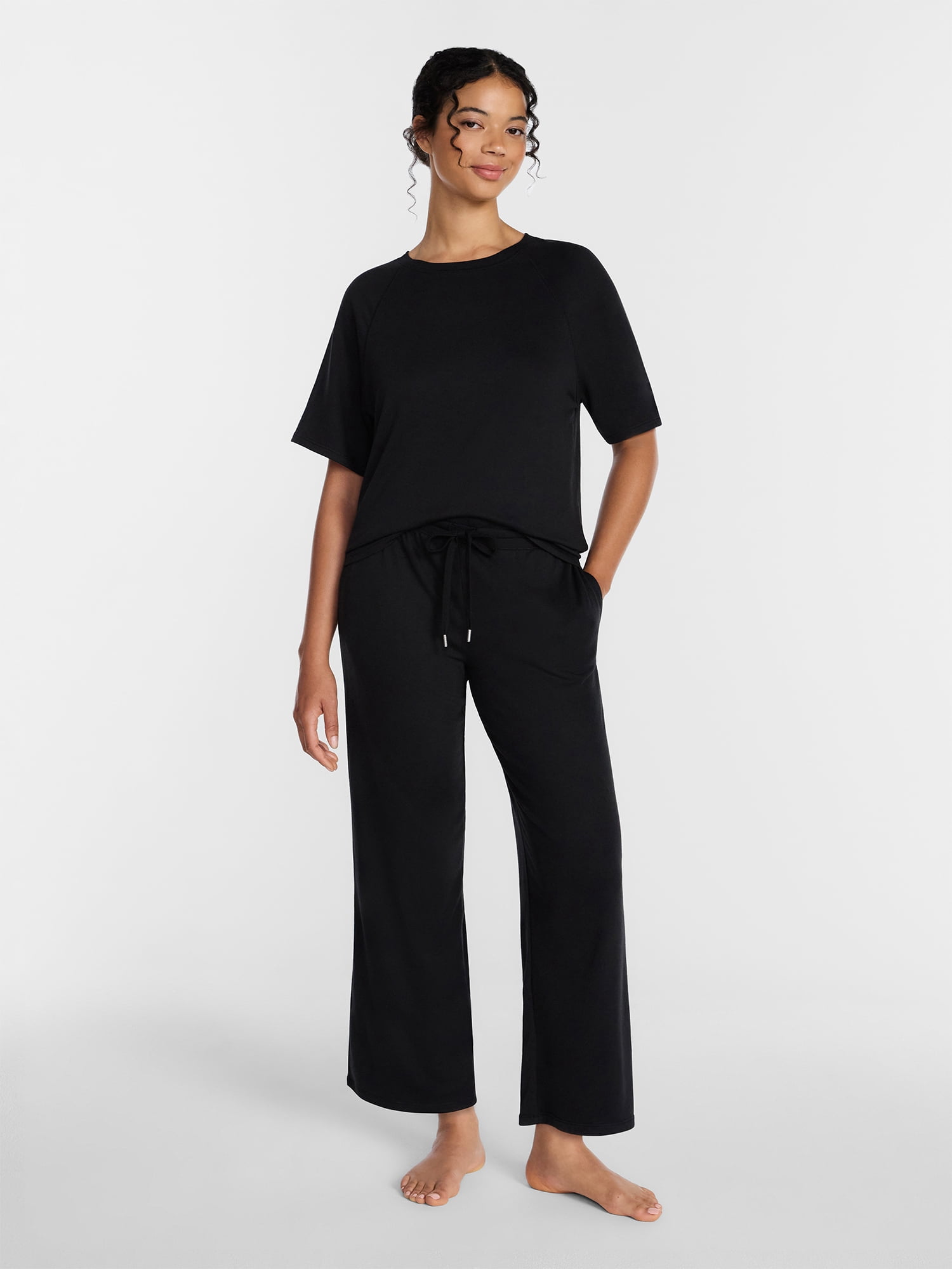 Joyspun Women's French Terry Knit Sleep Top with Short Sleeves, Sizes XS-3X
