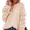 thumbnail image 3 of Suéter De Cuello Redondo Suéter De Ganchillo De Moda Transpirable Manga Larga Suave Para Mujeres Para El Trabajo De La Vida Diaria ANGGREK  Ropa, 3 of 7