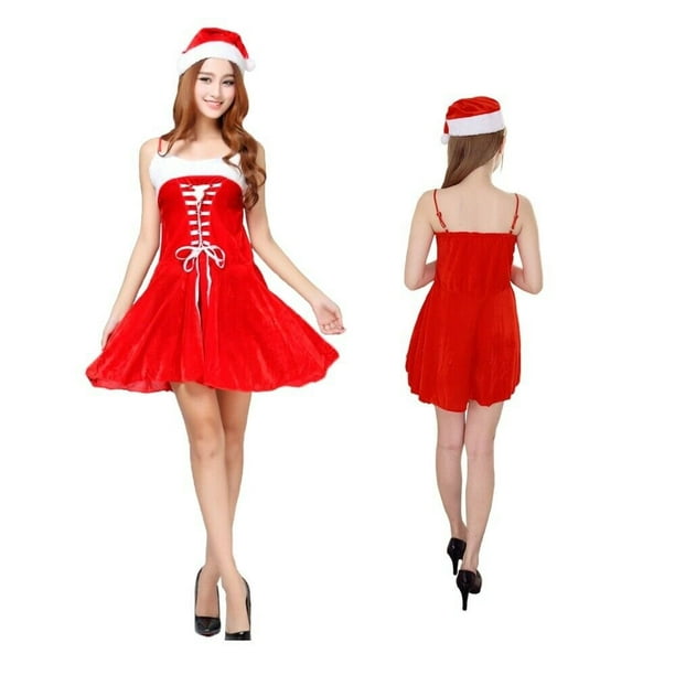 Women s Sexy Santa Christmas Dress Costume Walmart