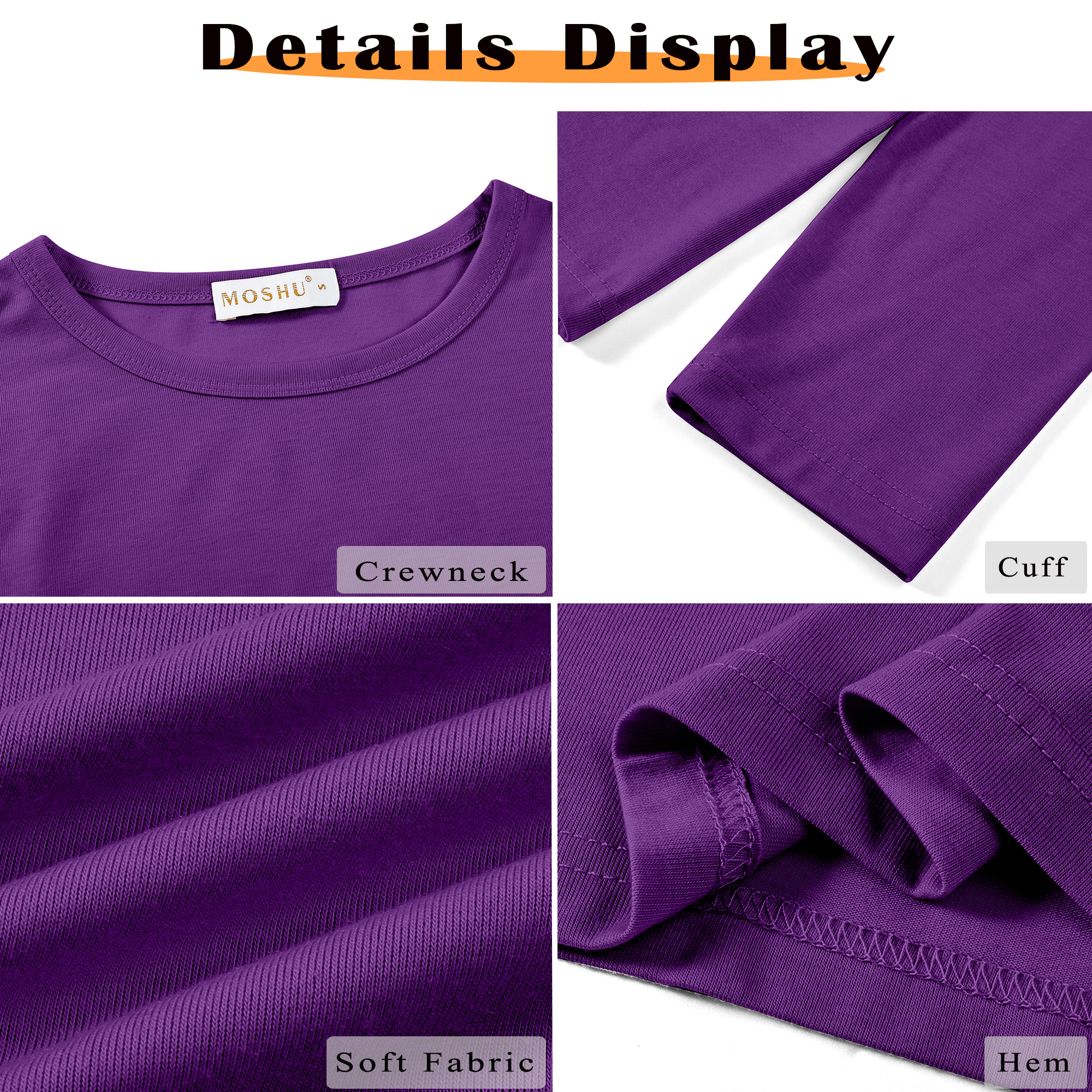MOSHU Women's Crew Neck Long Sleeve T-Shirts, 3-Pack photo 4