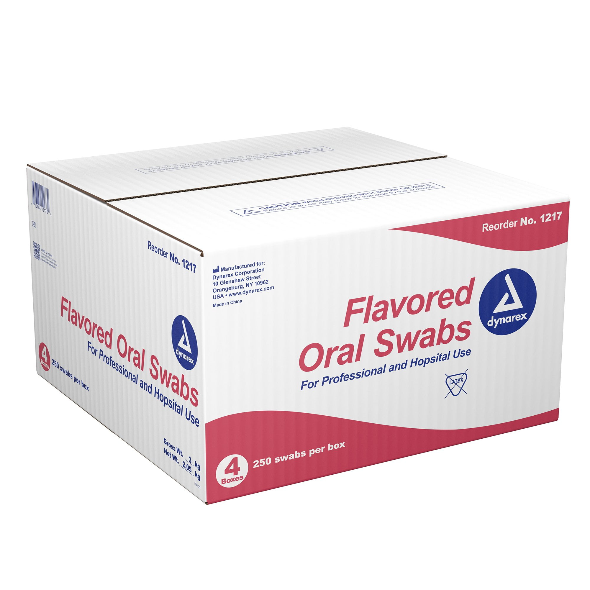 Dynarex 3-1/2 Inch Length Oral Swab with Pink Foam Tip 1217, 250 Ct