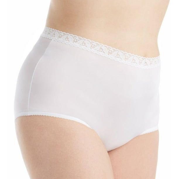 Women's Shadowline 17014P Plus Size Nylon Classics Brief Panty (White 8) 